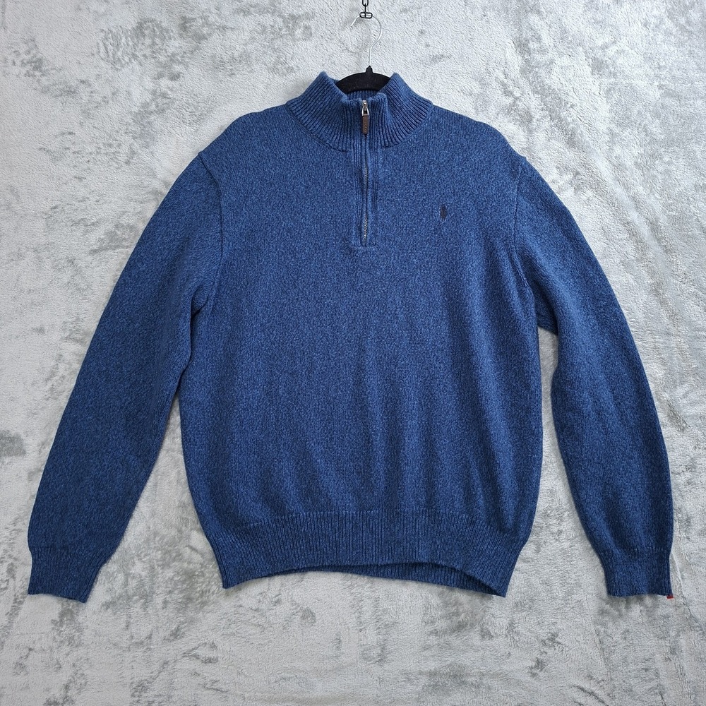 Polo Ralph Lauren Quarter Zip Men's XL Blue Heather Soft Cotton* Pullover Pony